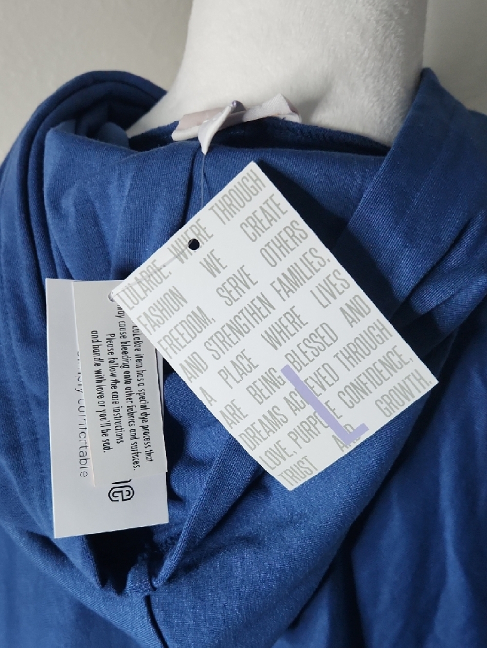 NWT Lularoe Amber Blue Hooded Tunic Pencil Design Love Large - Picture 7 of 7